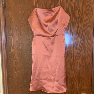 Satin rose gold mini dress